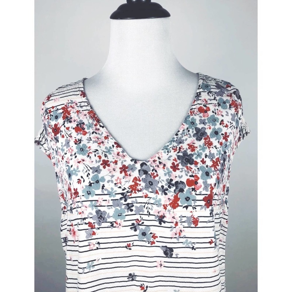 Caslon Nordstrom White Floral XS Blouse